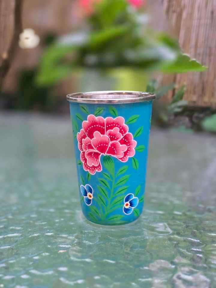 Timbale peinte à la main - Bleu clair