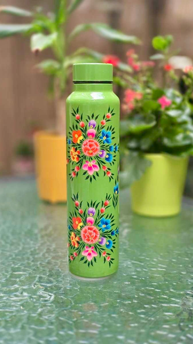 Bouteille peinte à la main du Cachemire - Vert