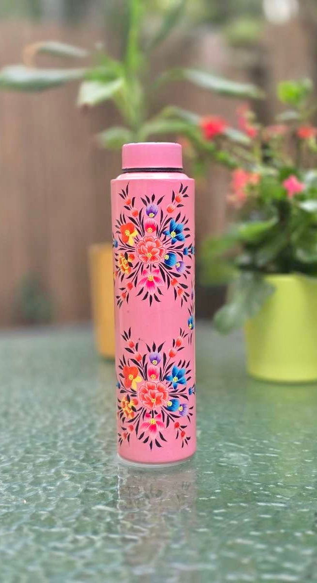 Bouteille peinte à la main du Cachemire - Rose