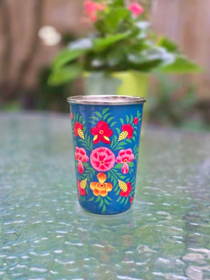 Timbale peinte à la main - Bleu