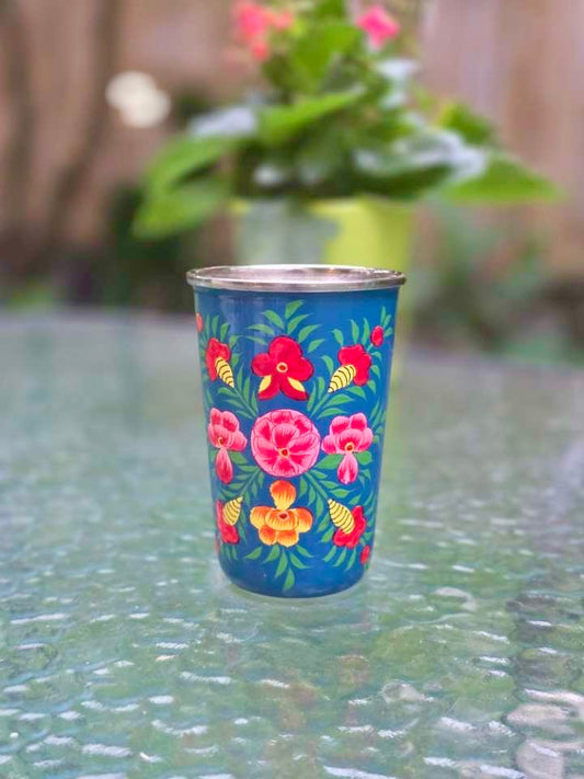 Timbale peinte à la main - Bleu