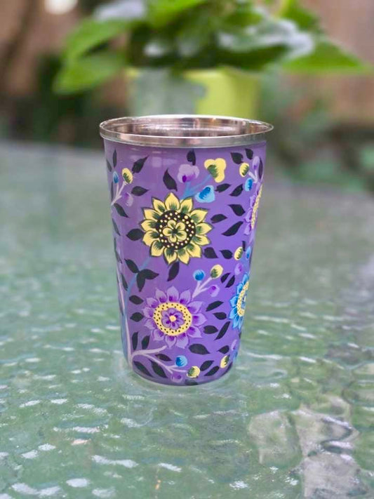 Timbale peinte à la main - Mauve floral