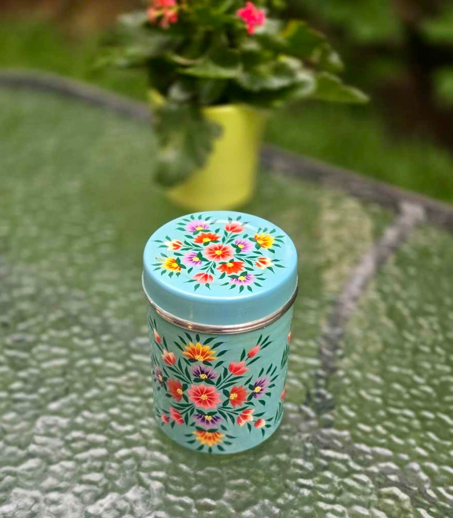 Grande boîte de conservation peinte à la main - Bleu ciel