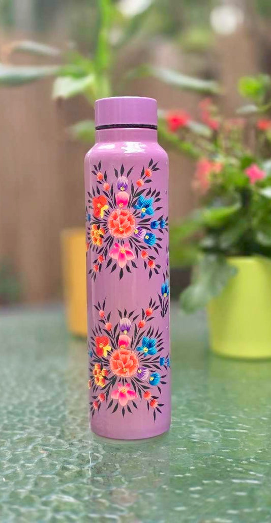 Bouteille peinte à la main du Cachemire Mauve