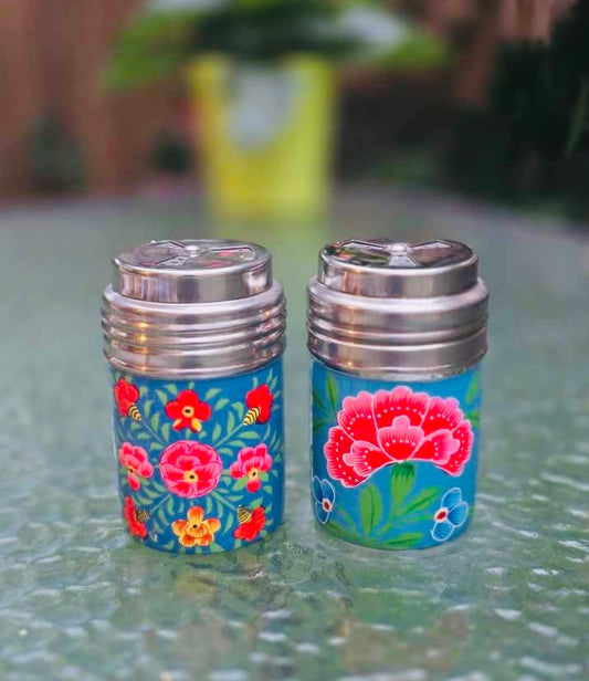 Duo de Saupoudreuse peinte à la main - Bleu