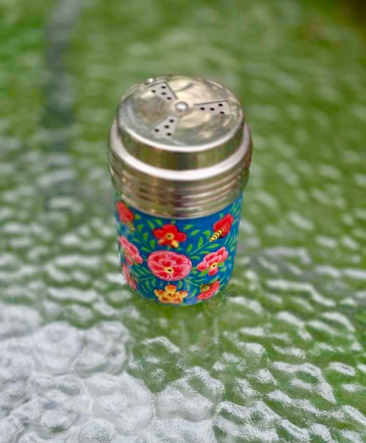 Saupoudreuse peinte à la main - Bleu floral