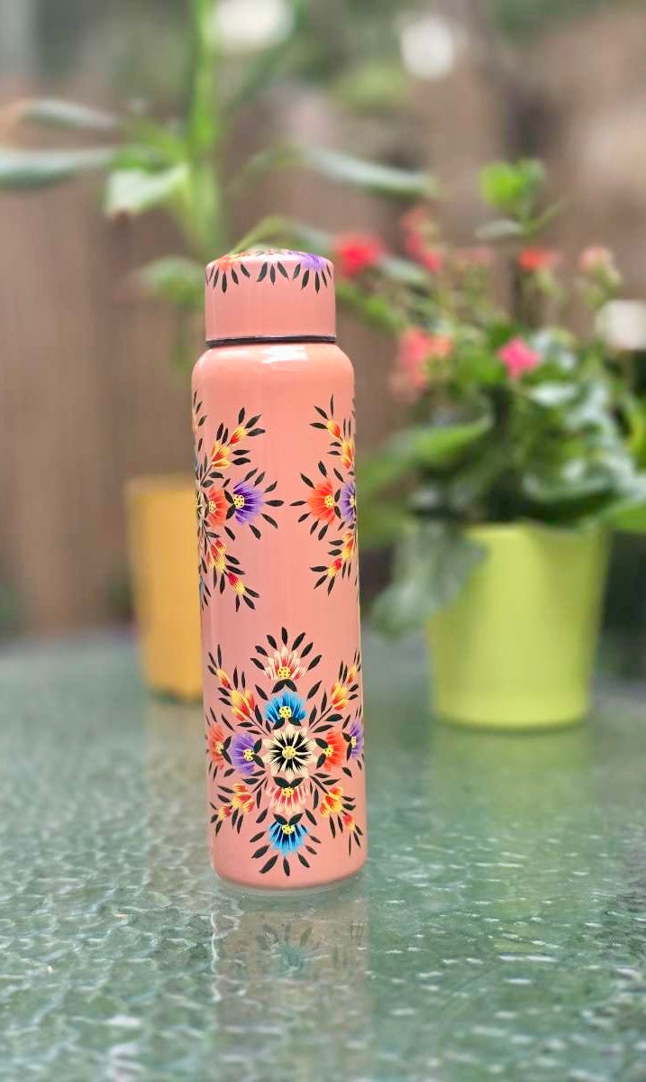 Bouteille peinte à la main du Cachemire - Saumon